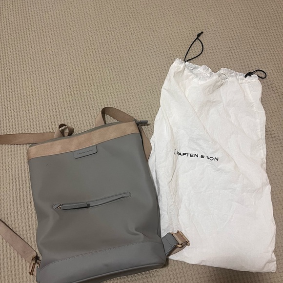 Kapten & Son Gray and Tan vegan leather Backpack or diaper bag main image 5